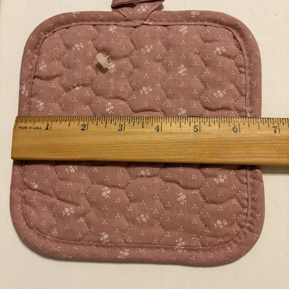 Pot Holder Mitt NOS Fortunoff Cottagecore Country Retro Pink Quilted Hearts 80s